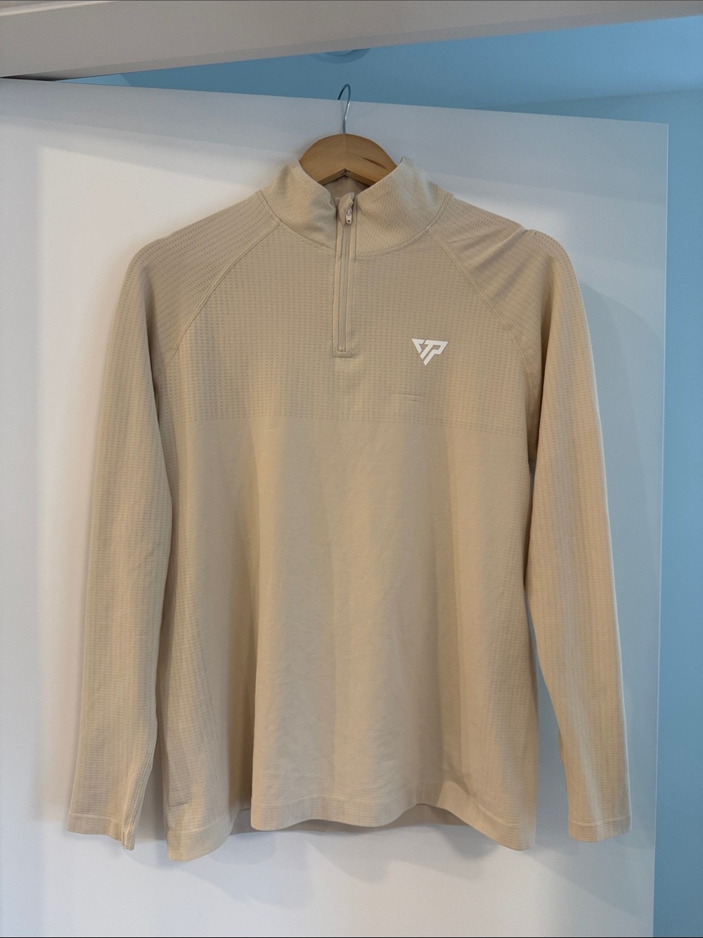 Keepthatpump Men's Quarter Zip-Up — Beige
